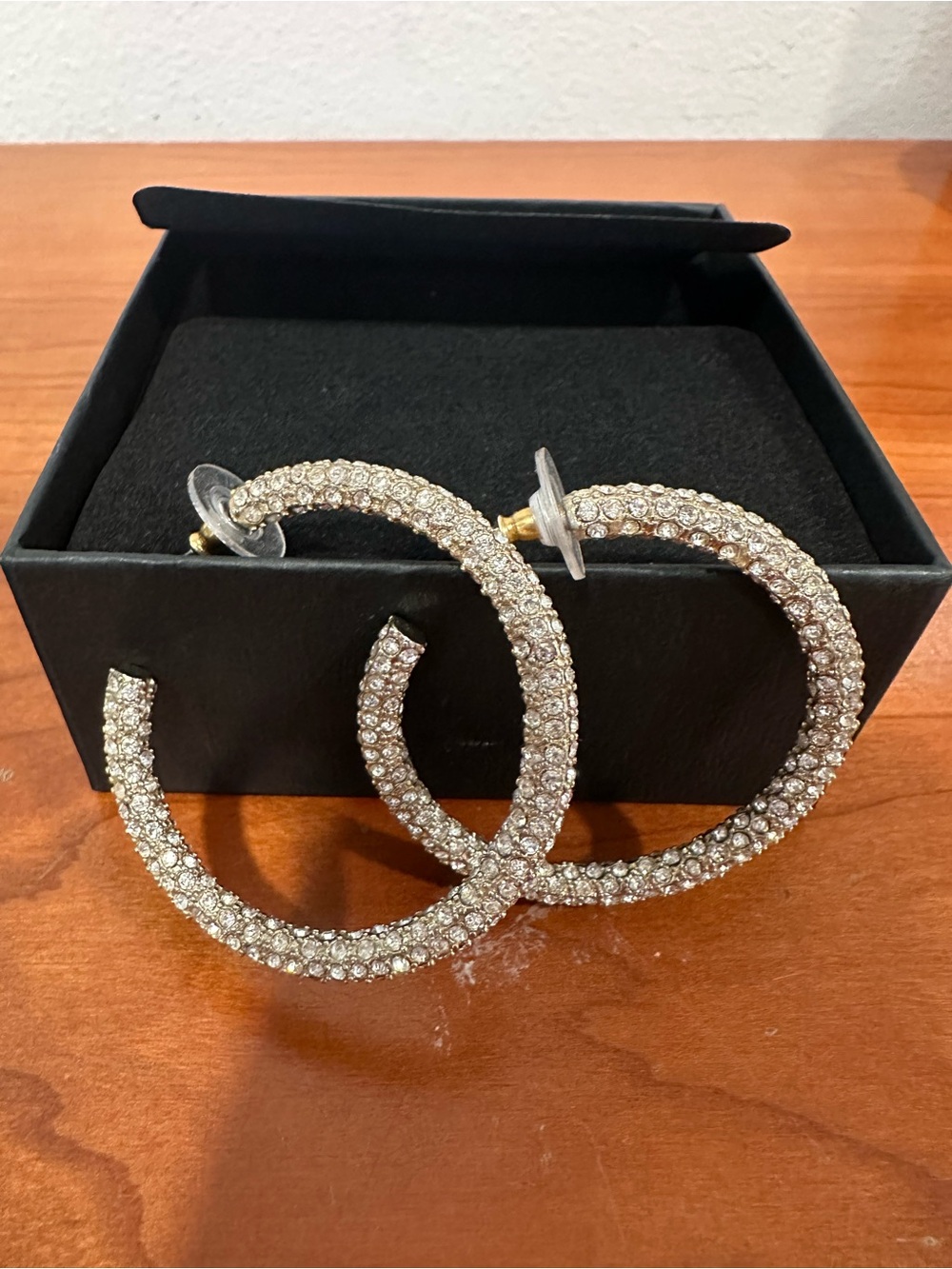 Earrings: Large Sparkly Crystal Pave Hoops